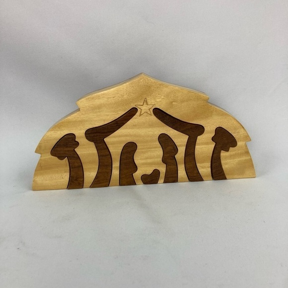 Wooden nativity puzzle decor handmade wood carving - Picture 1 of 8